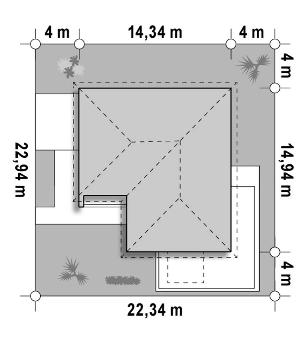Plan amplasament Casă parter 117 mp utili, 3 dormitoare, o baie