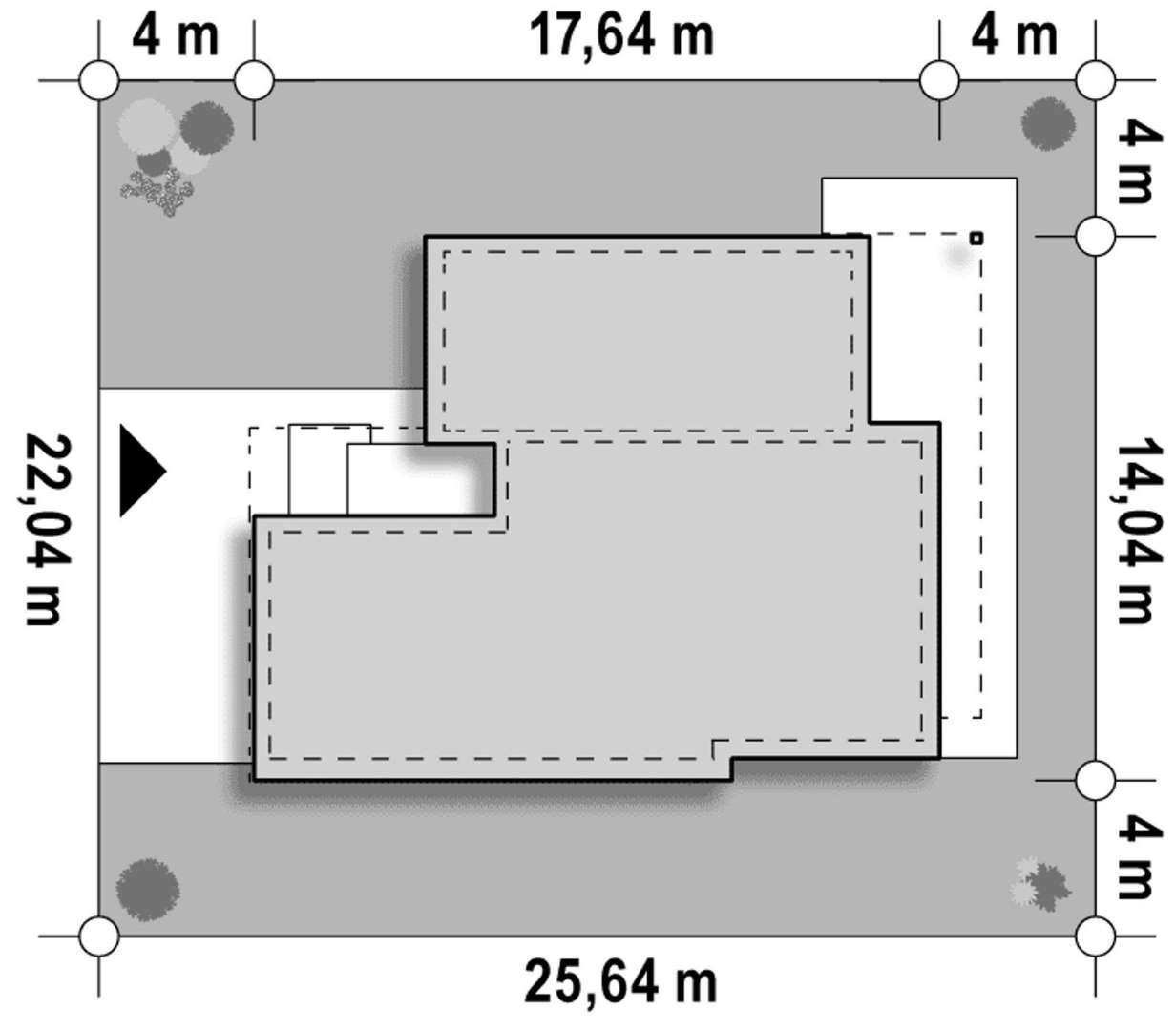Plan amplasament Casă parter 119 mp utili, 3 dormitoare, 2 băi