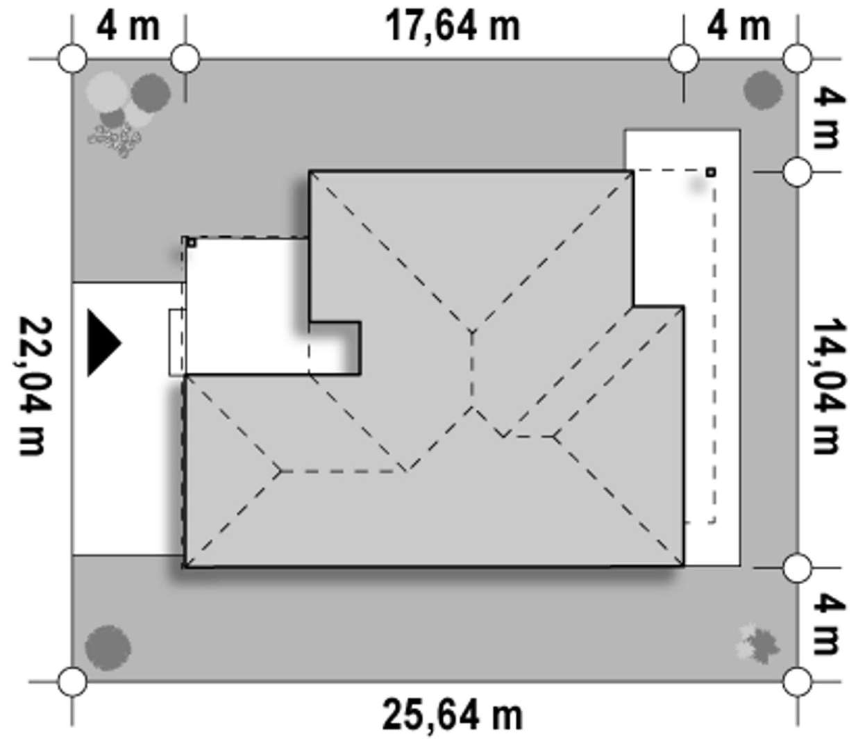 Plan amplasament Casă parter 120 mp utili, 3 dormitoare, 2 băi
