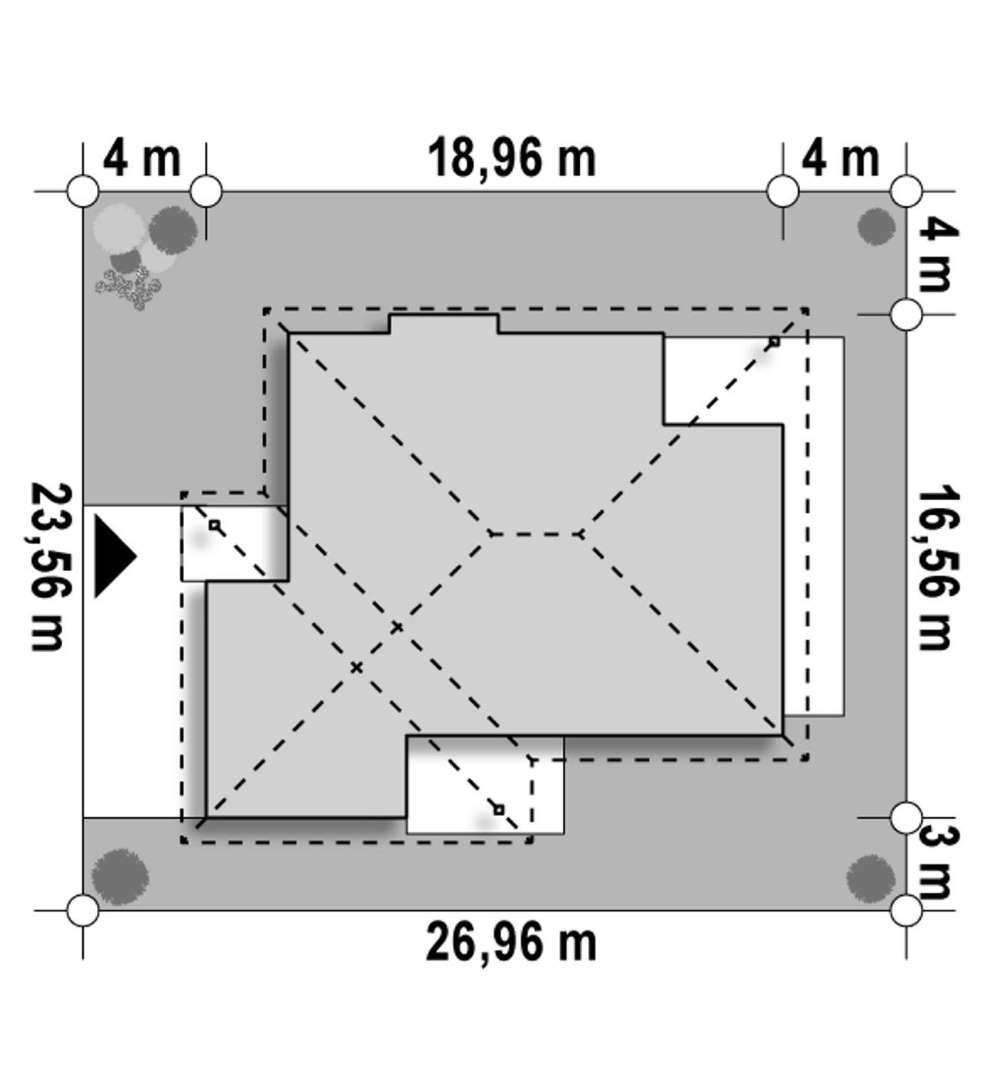 Plan amplasament Casă parter 145 mp utili, 3 dormitoare, o baie