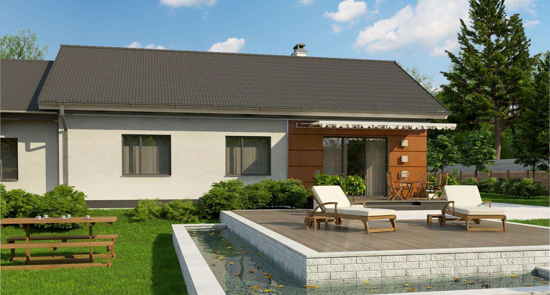 Fatada Casă parter 91 mp utili, 3 dormitoare, o baie