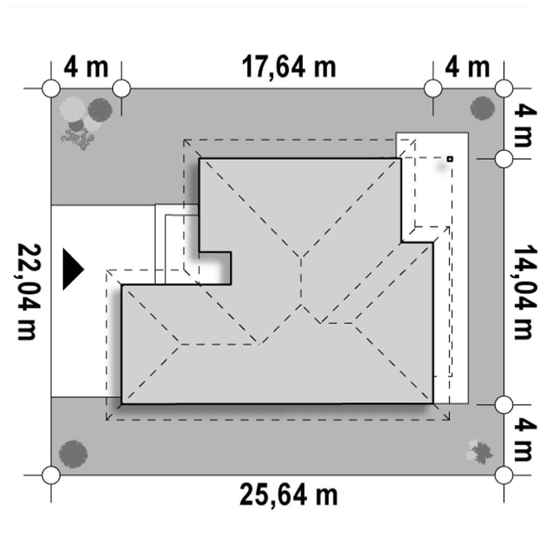 Plan amplasament Casă parter 123 mp utili, 3 dormitoare, 2 băi