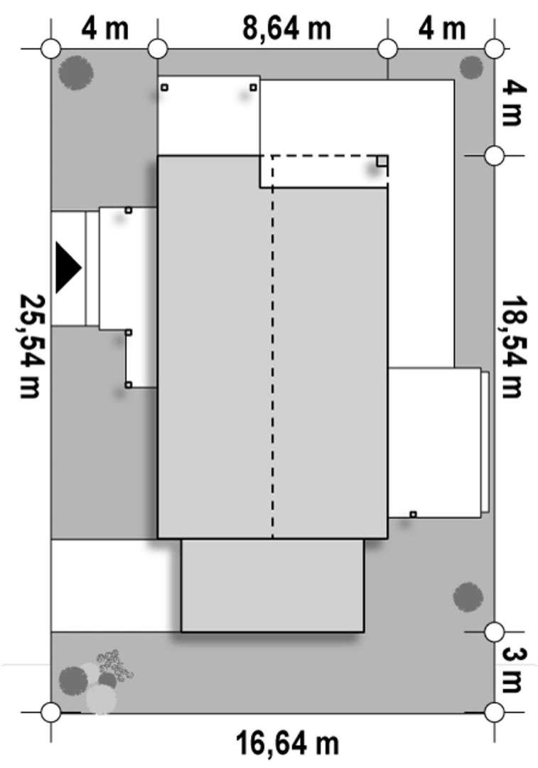 Plan amplasament Casă parter 95 mp utili, 3 dormitoare, o baie