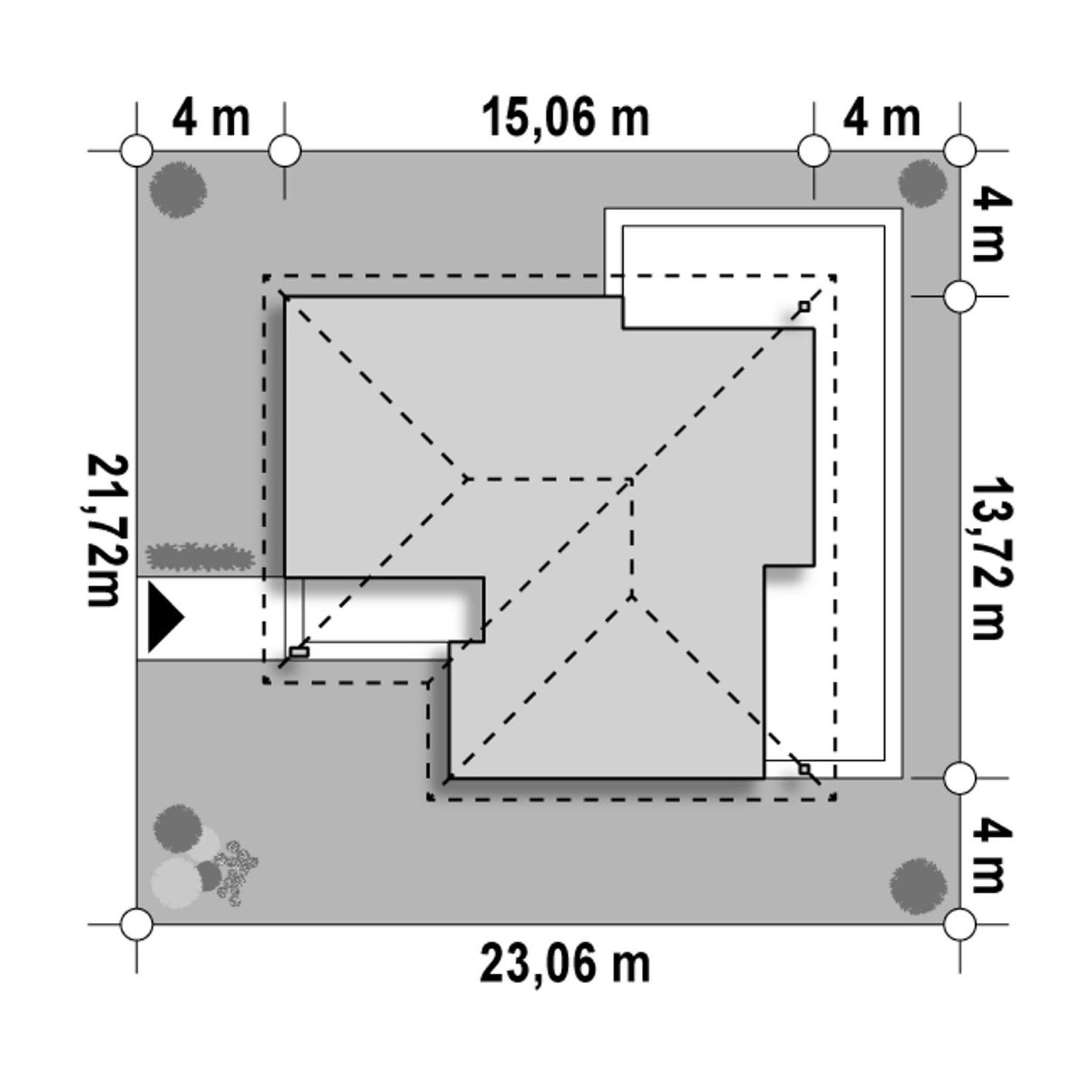 Plan amplasament Casă parter 121 mp utili, 3 dormitoare, 3 băi