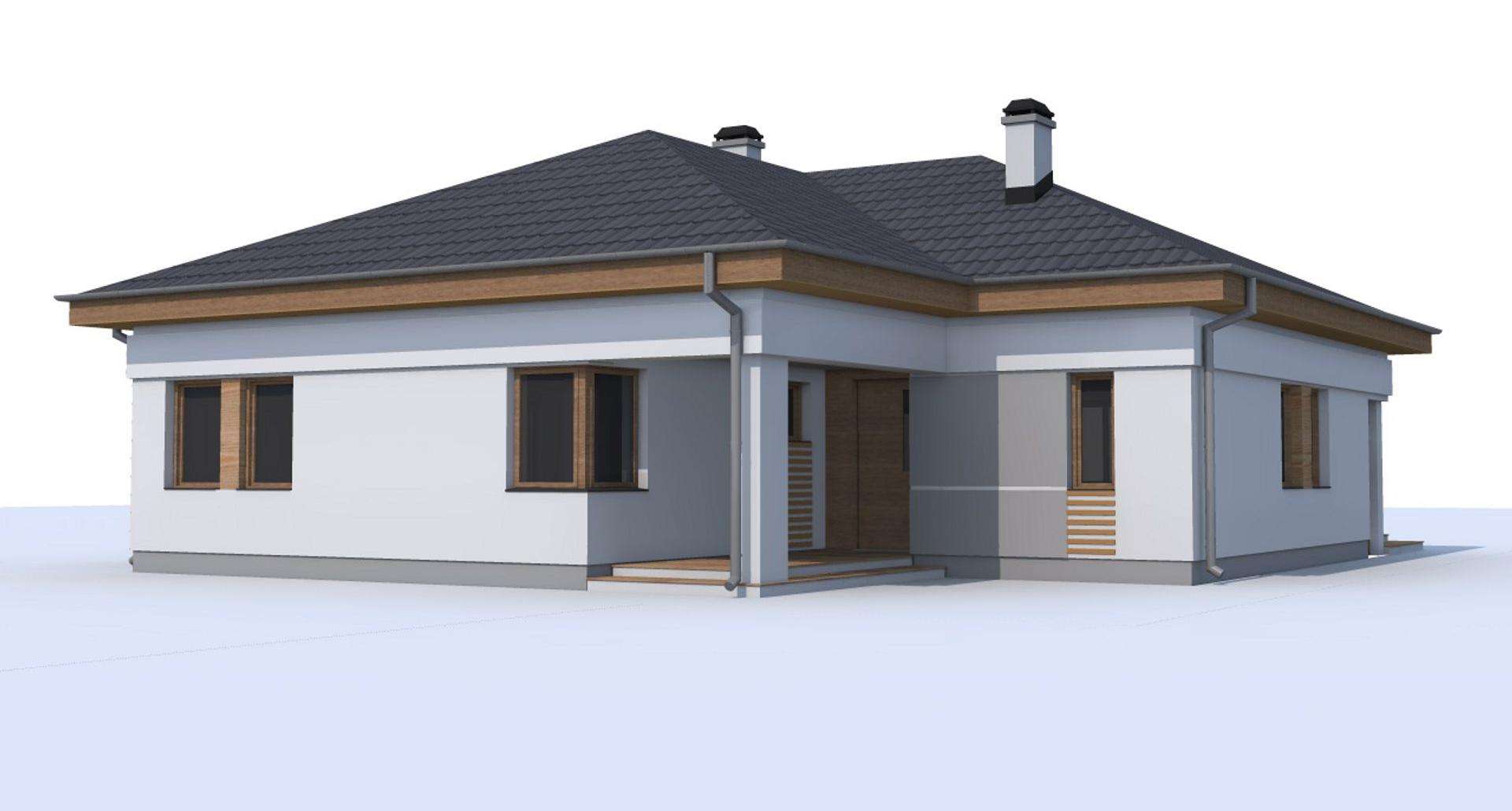 Fatada Casă parter 121 mp utili, 3 dormitoare, 3 băi