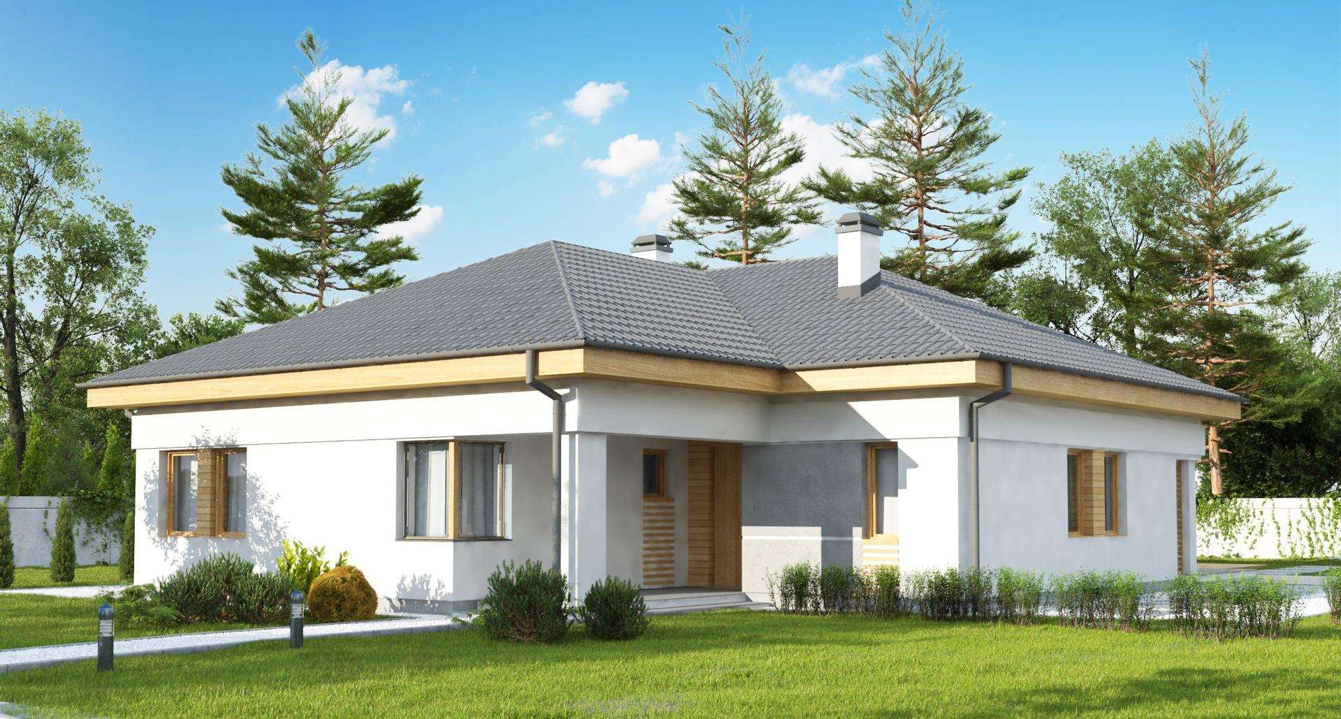 Fatada Casă parter 121 mp utili, 3 dormitoare, 3 băi