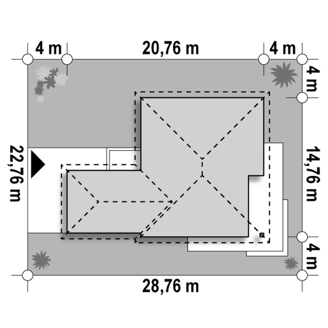 Plan amplasament Casă parter 146 mp utili, 3 dormitoare, 2 băi