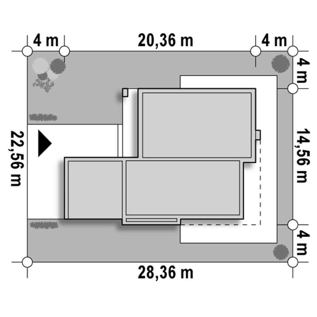 Plan amplasament Casă parter 136 mp utili, 3 dormitoare, 2 băi