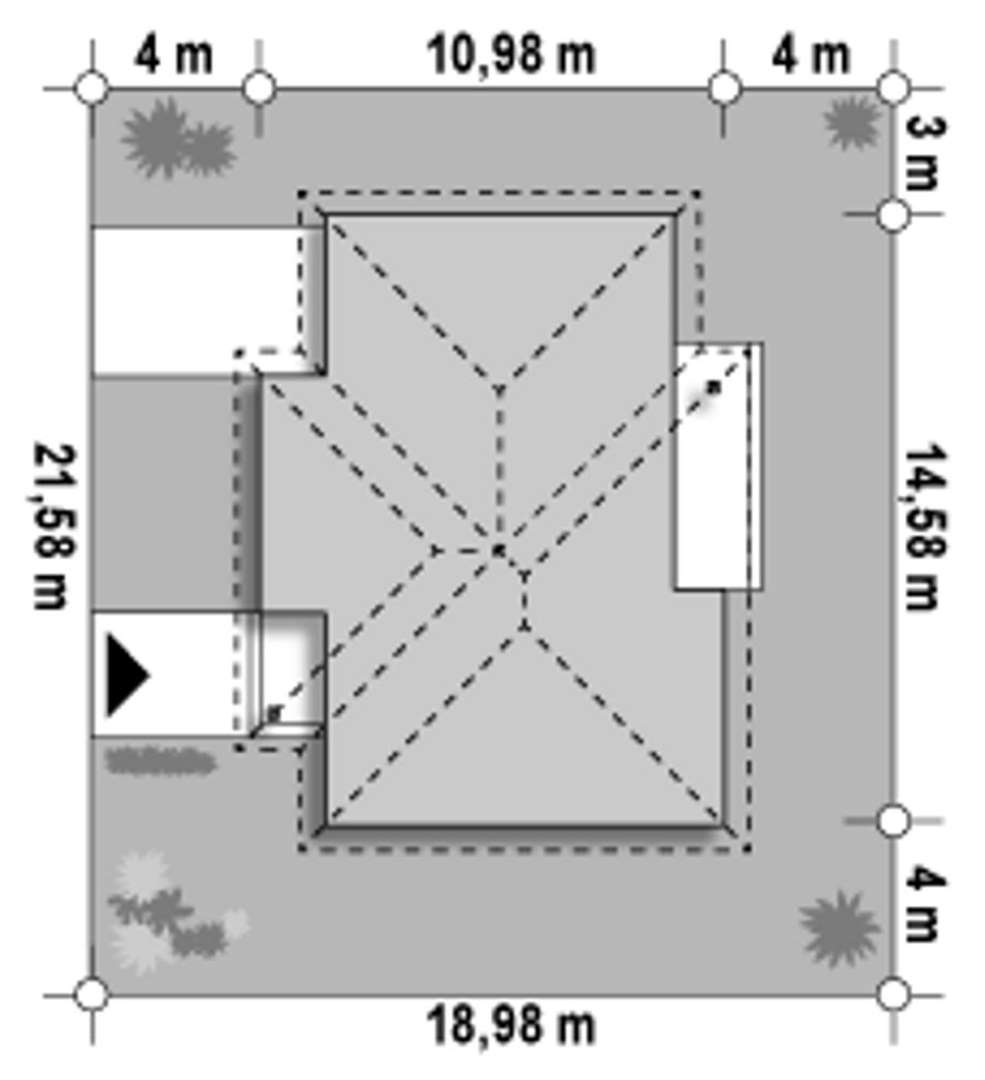 Plan amplasament Casă parter 79 mp utili, 2 dormitoare, o baie