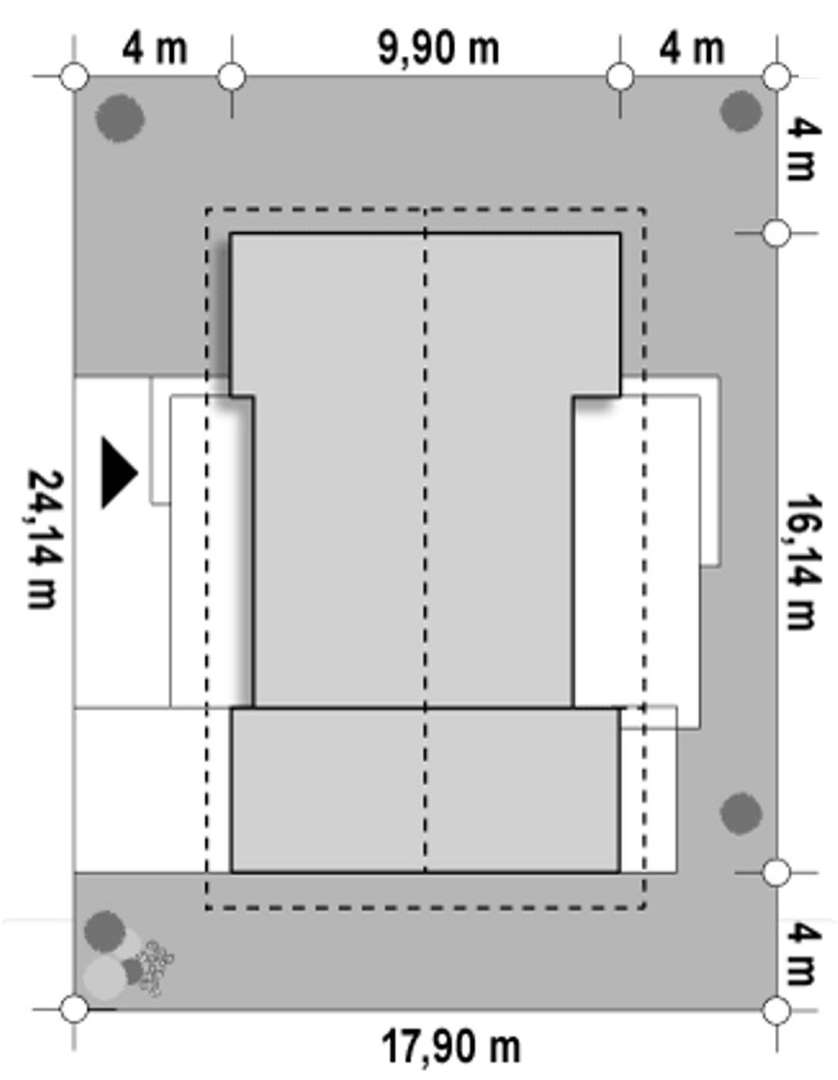 Plan amplasament Casă parter 86 mp utili, 2 dormitoare, o baie