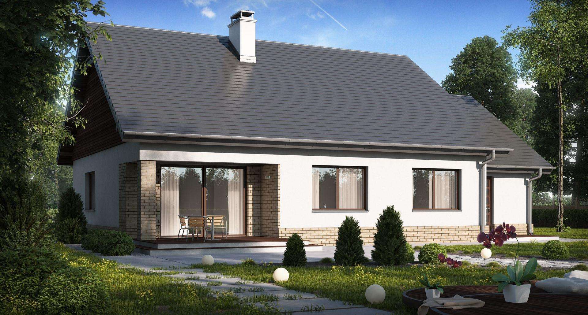 Fatada Casă parter 105 mp utili, 3 dormitoare, 2 băi
