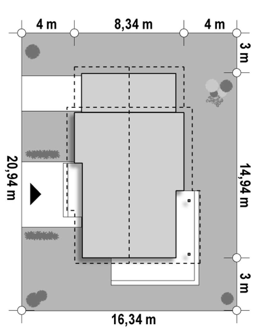 Plan amplasament Casă parter 64 mp utili, 2 dormitoare, o baie