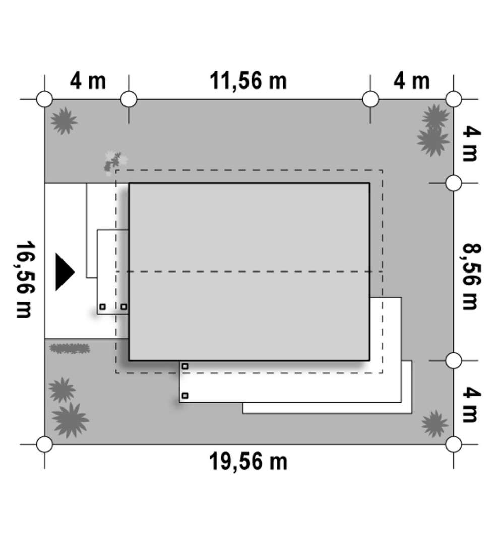 Plan amplasament Casă parter 71 mp utili, 2 dormitoare, o baie