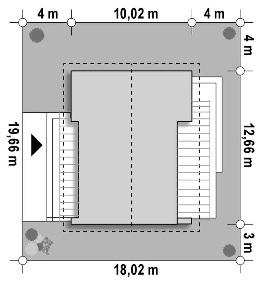 Plan amplasament Casă parter 78 mp utili, 2 dormitoare, o baie