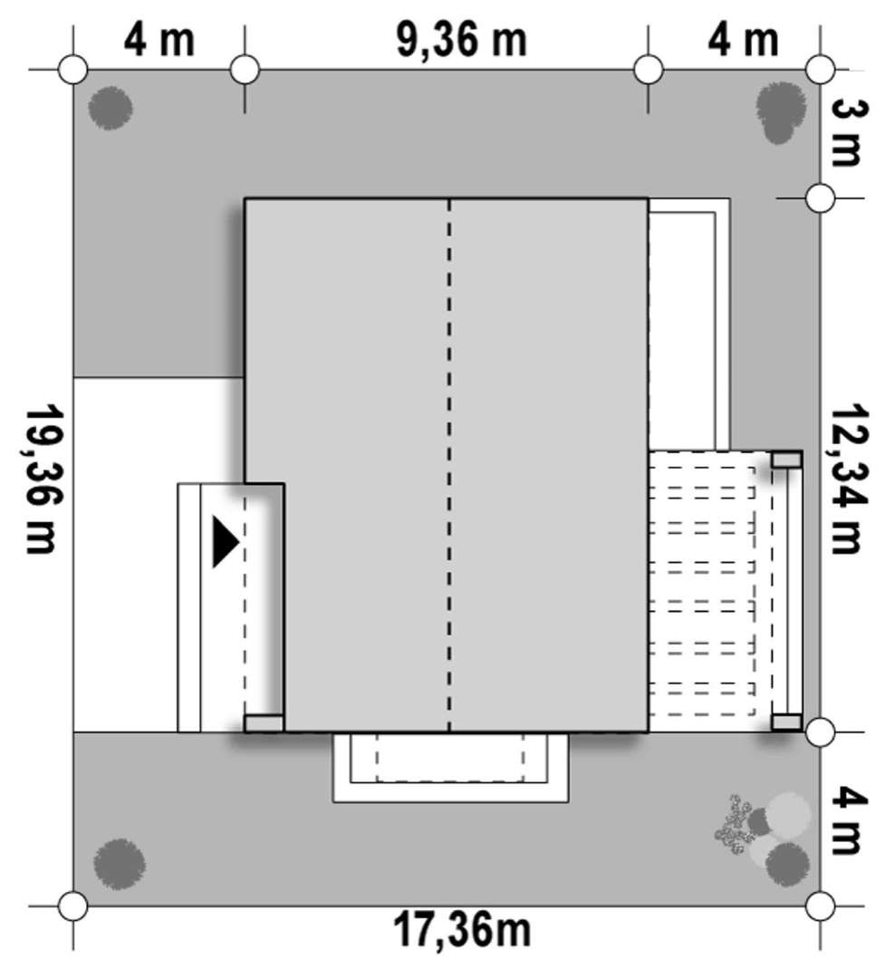 Plan amplasament Casă parter 80 mp utili, 2 dormitoare, o baie