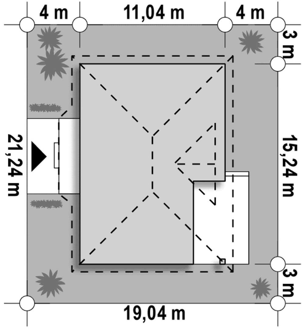 Plan amplasament Casă parter 110 mp utili, 3 dormitoare, o baie