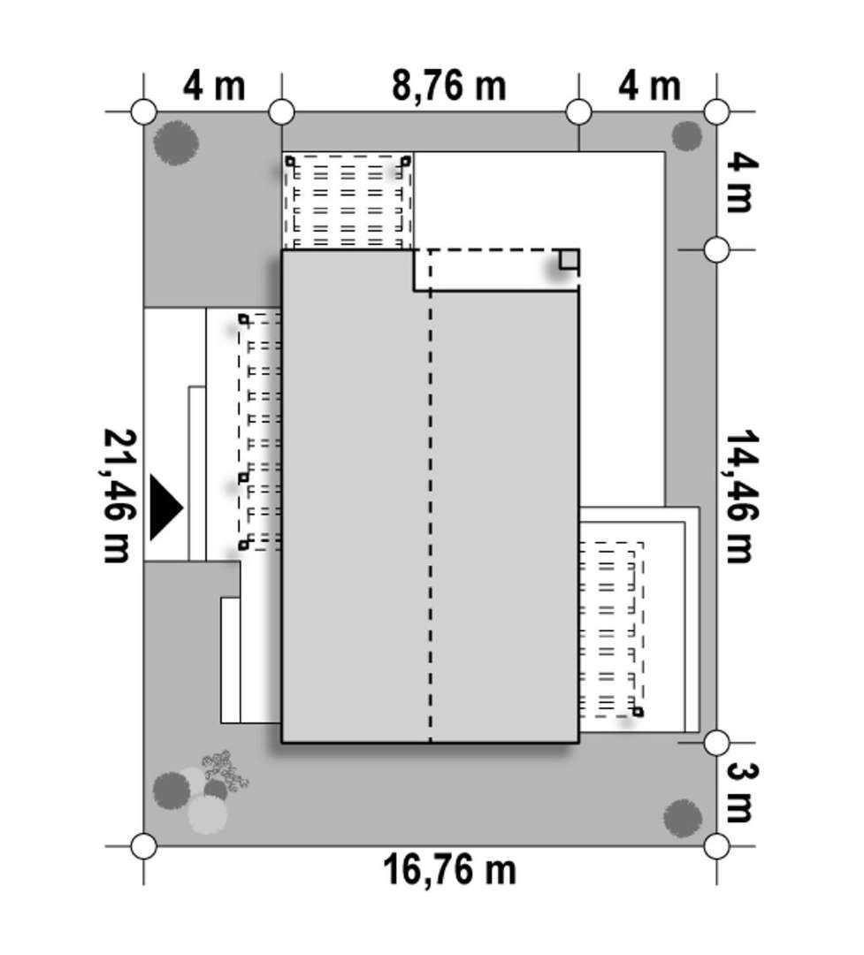 Plan amplasament Casă parter 90 mp utili, 3 dormitoare, o baie
