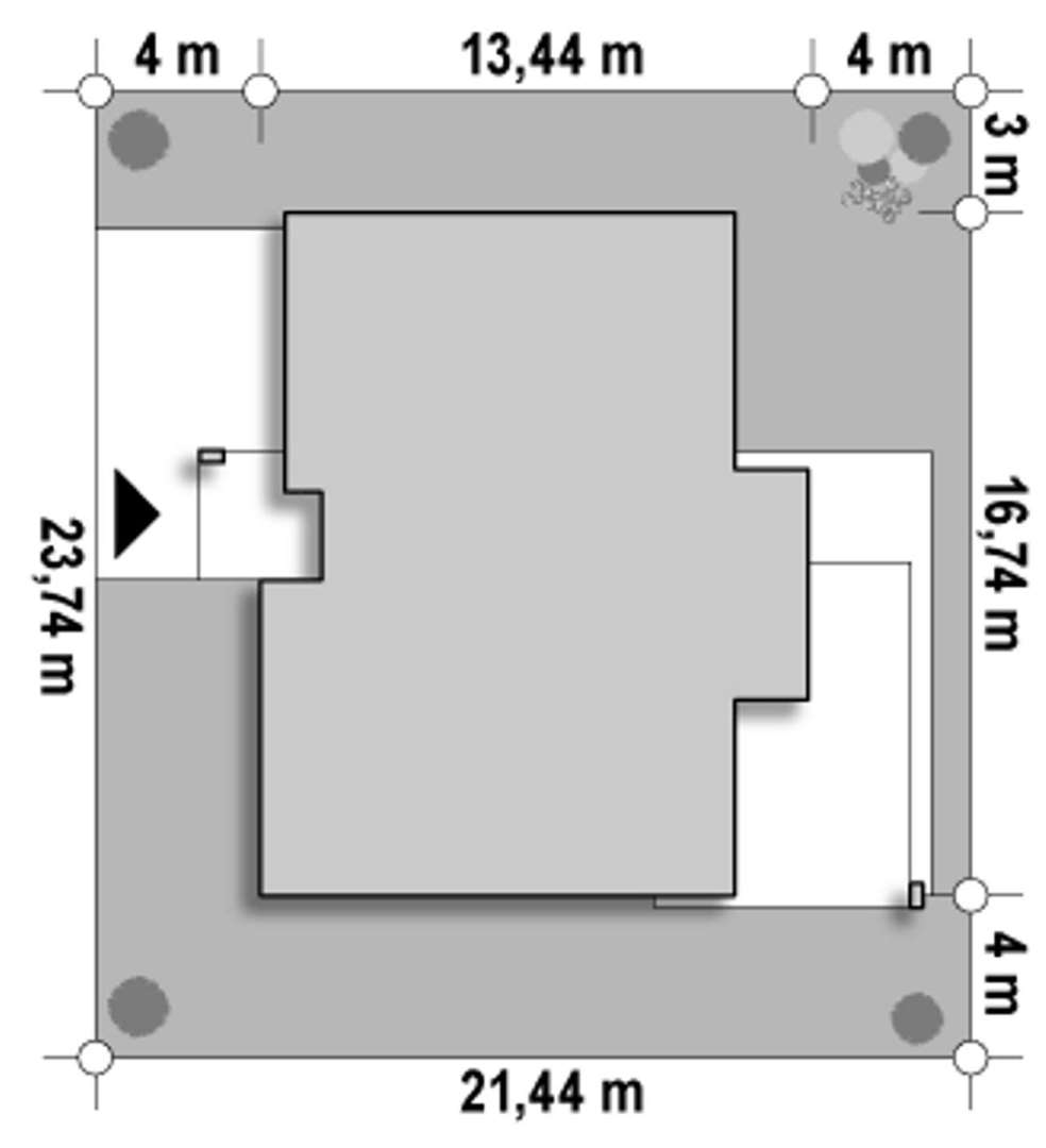 Plan amplasament Casă parter 119 mp utili, 3 dormitoare, o baie