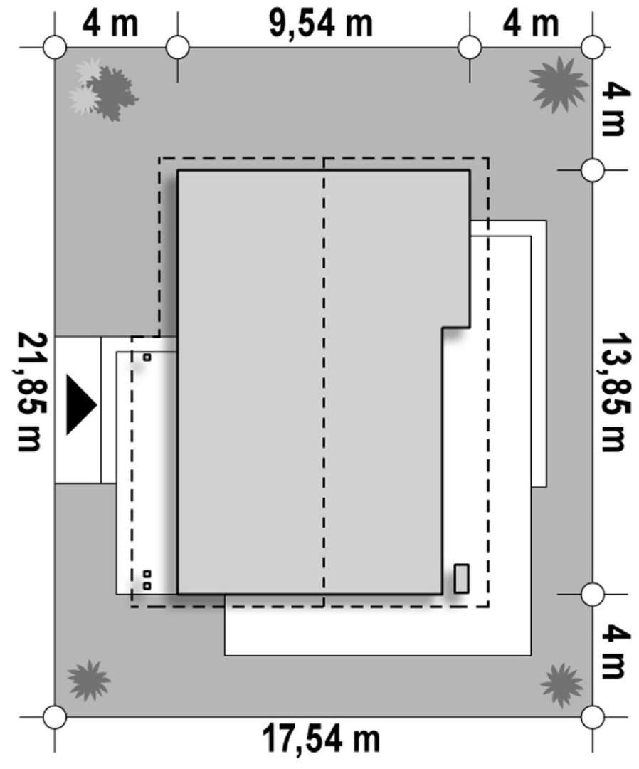 Plan amplasament Casă parter 100 mp utili, 3 dormitoare, o baie