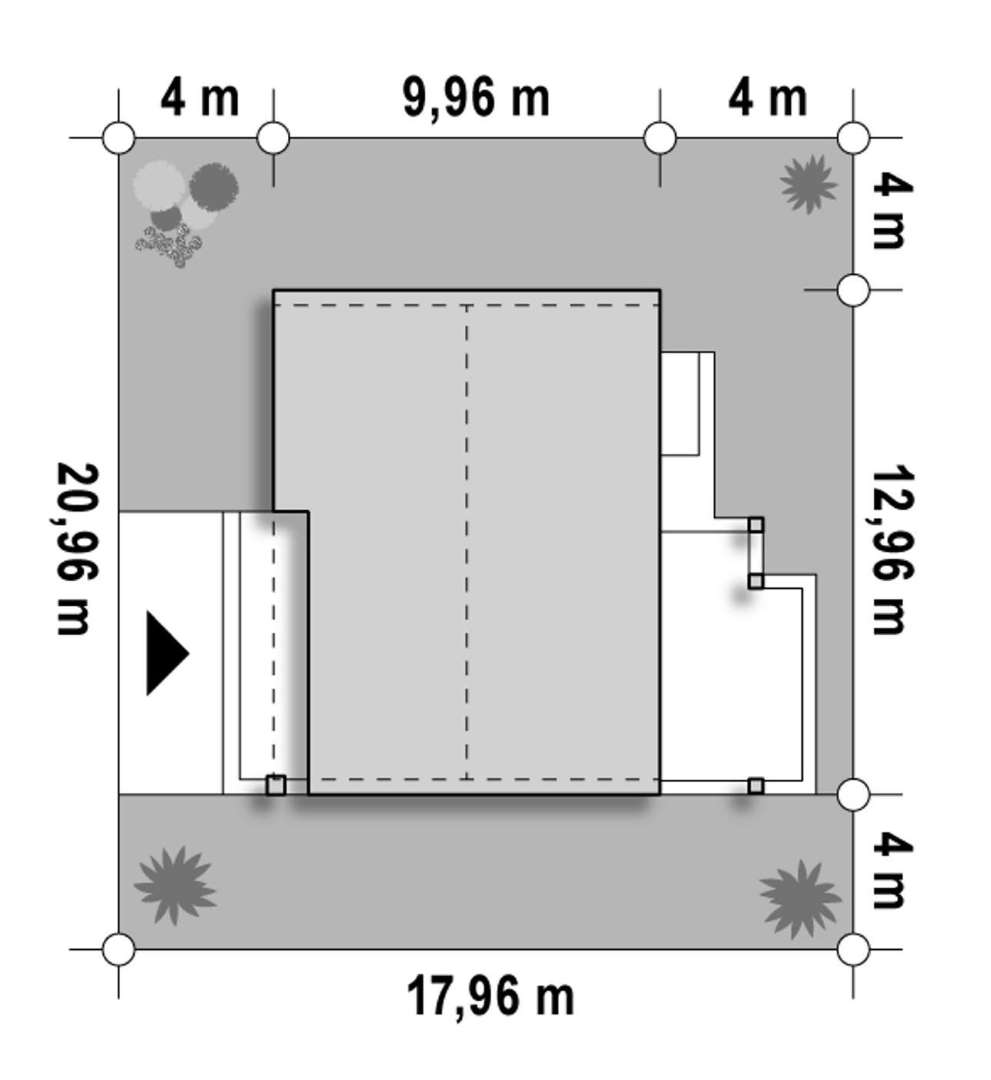 Plan amplasament Casă parter 93 mp utili, 2 dormitoare, o baie