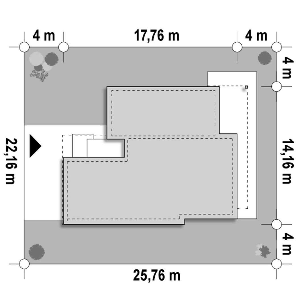 Plan amplasament Casă parter 119 mp utili, 3 dormitoare, 2 băi