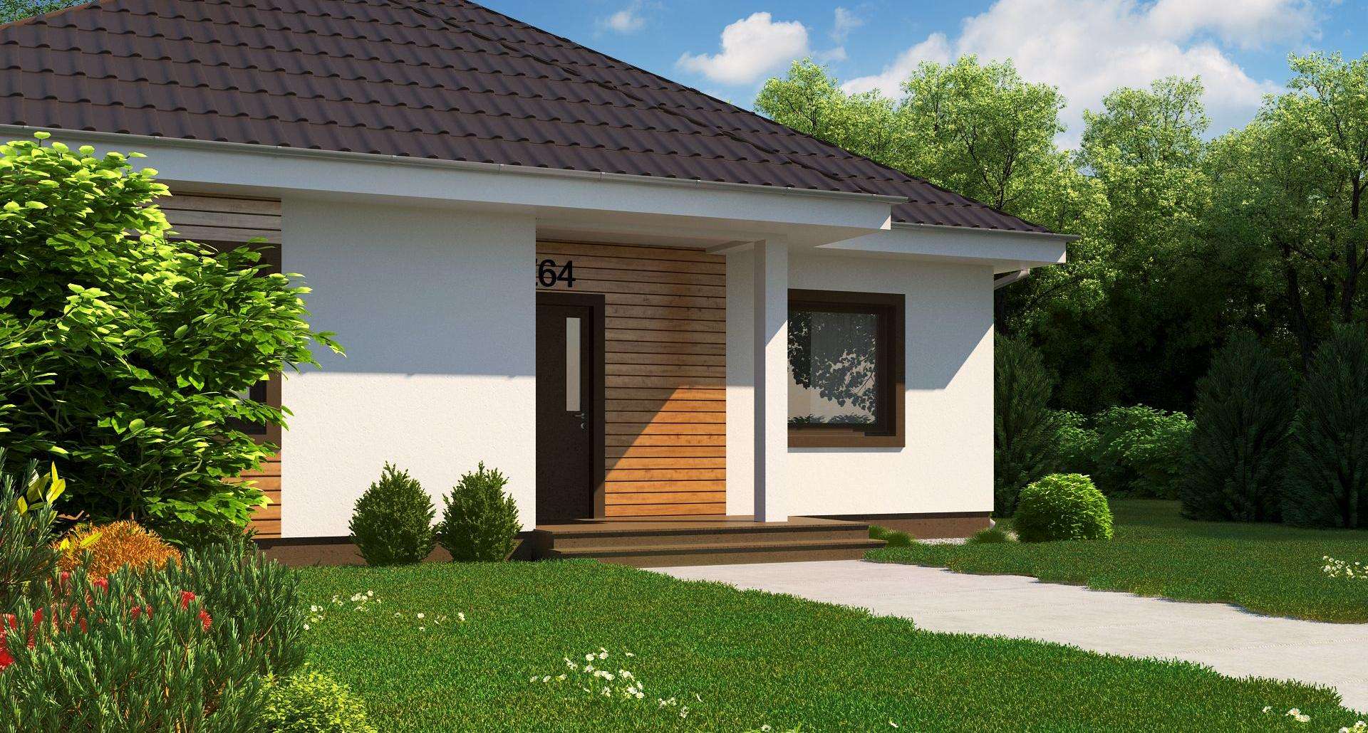 Fatada Casă parter 87 mp utili, 3 dormitoare, o baie