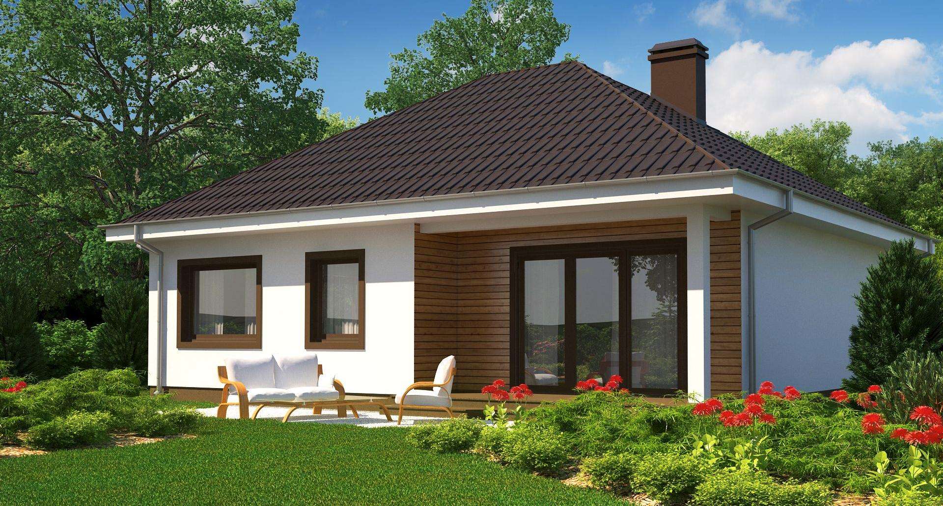 Fatada Casă parter 87 mp utili, 3 dormitoare, o baie