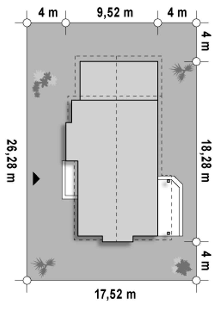 Plan amplasament Casă parter 102 mp utili, 3 dormitoare, o baie