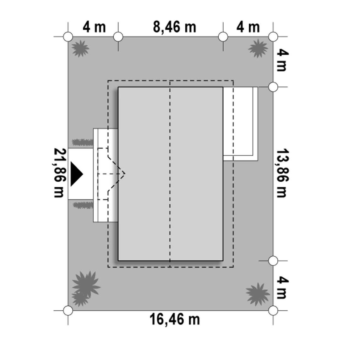 Plan amplasament Casă parter 88 mp utili, 3 dormitoare, o baie