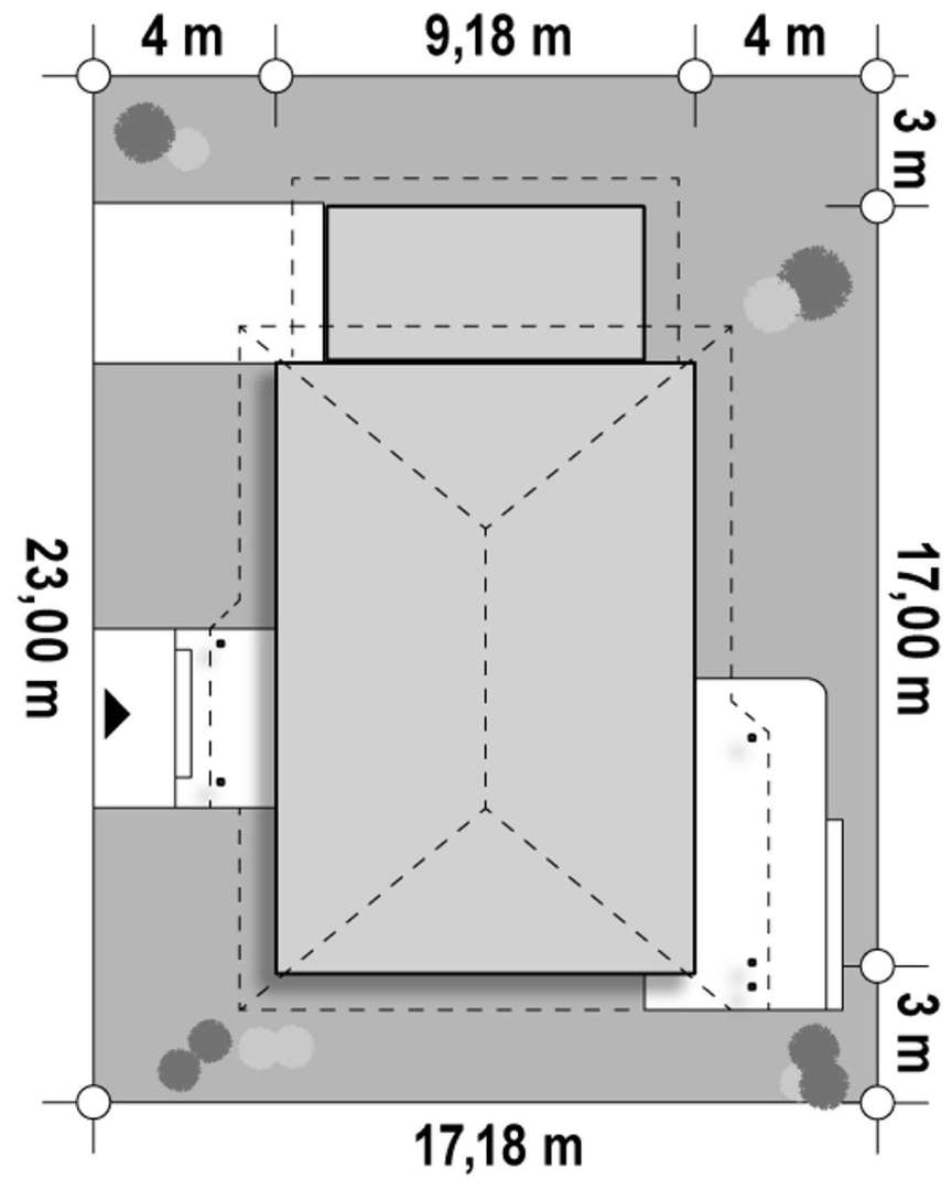 Plan amplasament Casă parter 99 mp utili, 3 dormitoare, o baie
