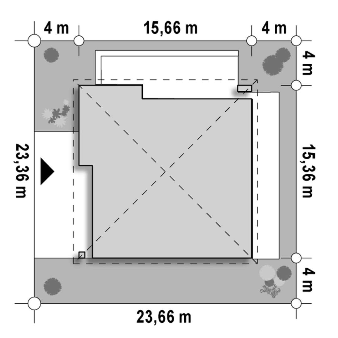 Plan amplasament Casă parter 136 mp utili, 3 dormitoare, 2 băi