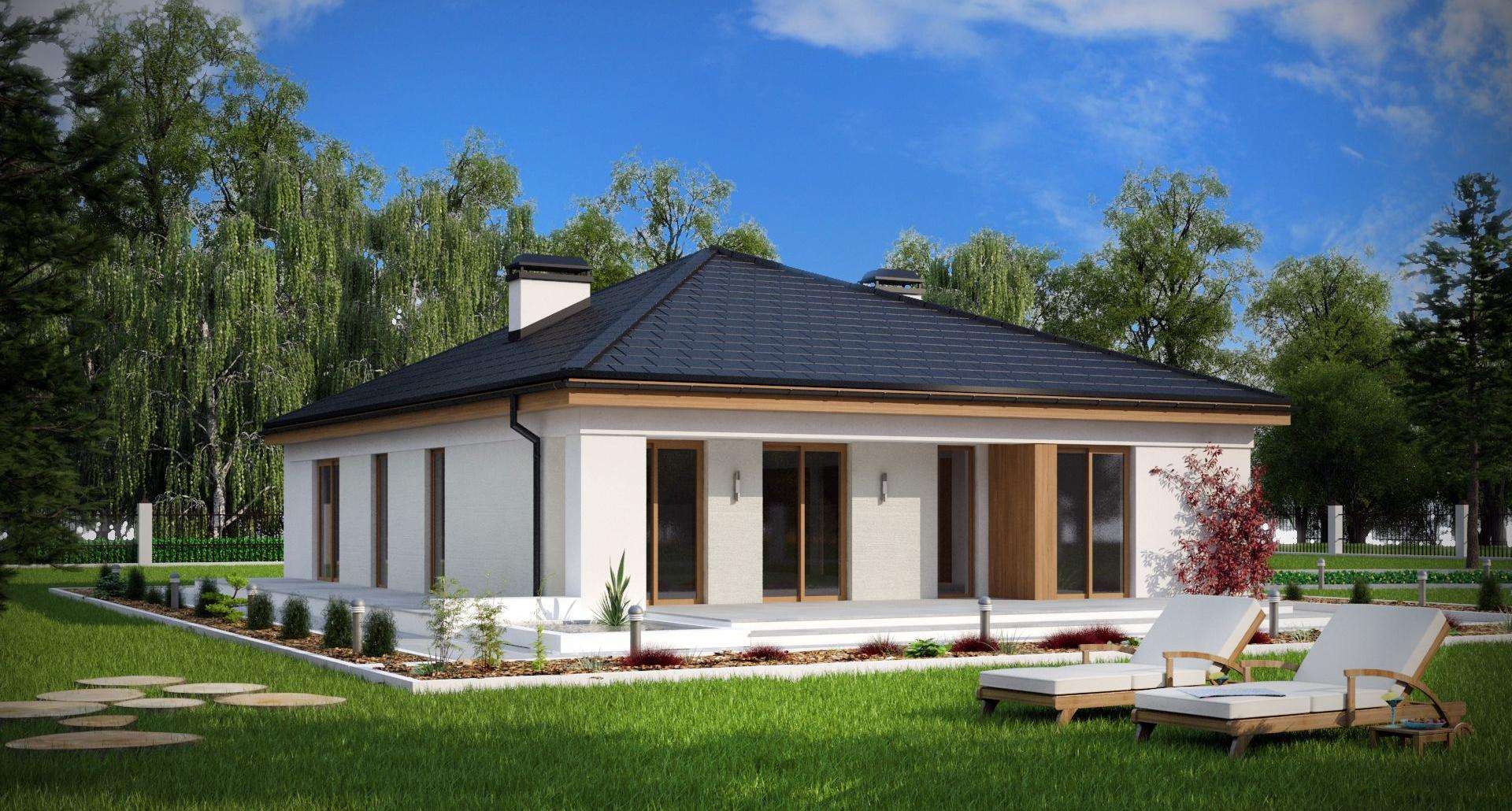 Fatada Casă parter 136 mp utili, 3 dormitoare, 2 băi