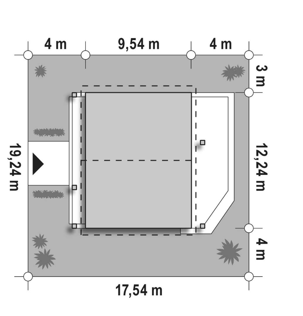Plan amplasament Casă parter 92 mp utili, 2 dormitoare, o baie