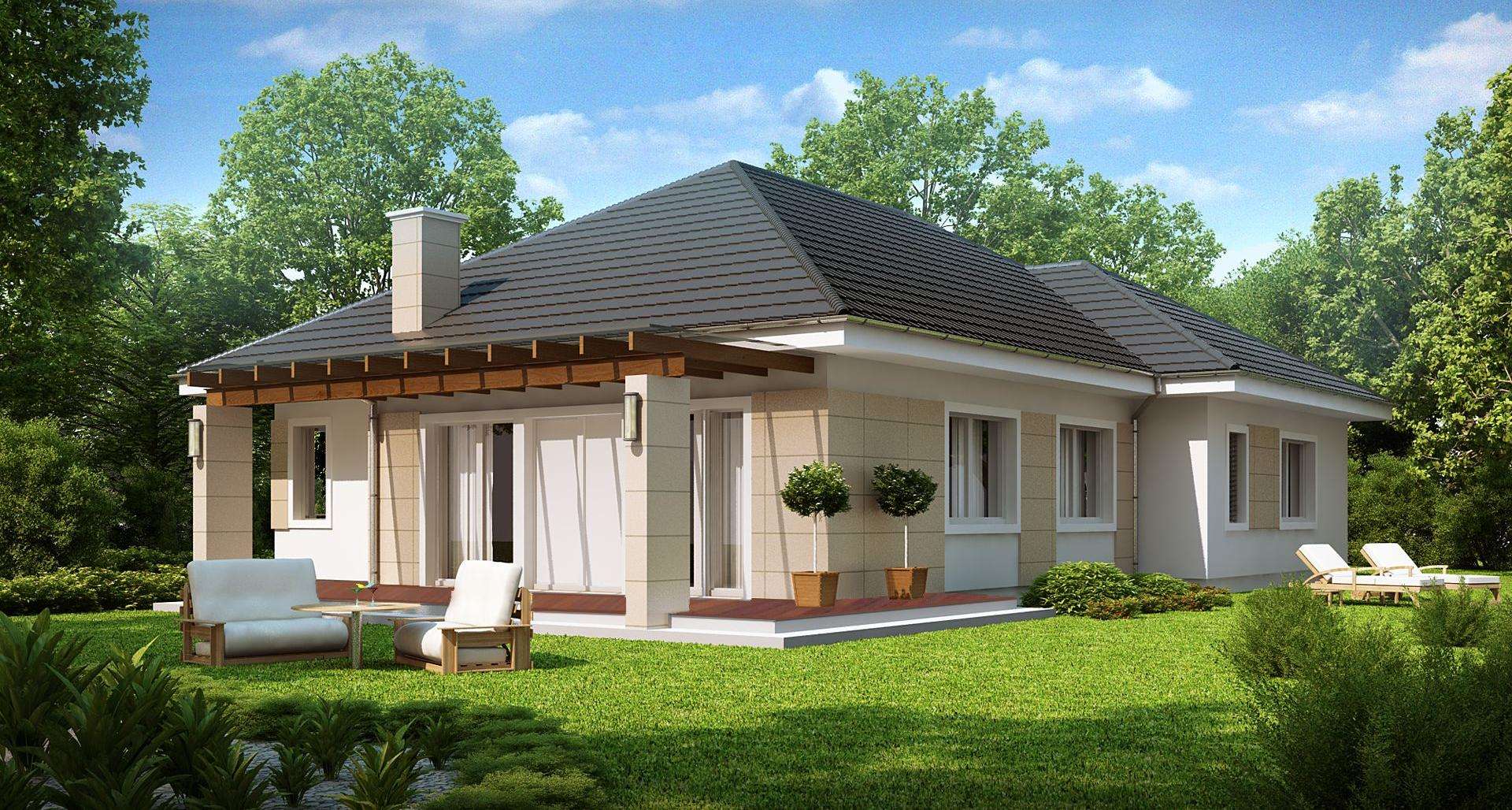 Fatada Casă parter 140 mp utili, 3 dormitoare, o baie