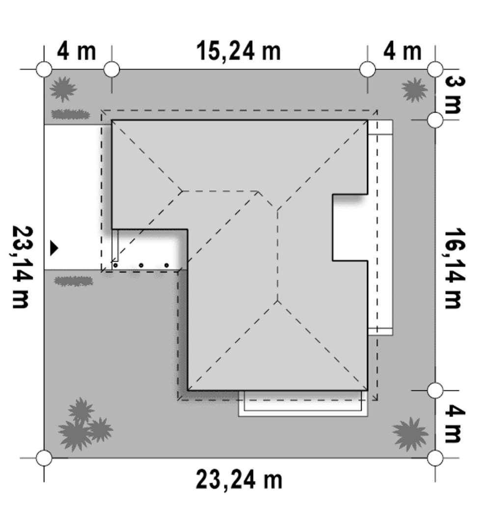 Plan amplasament Casă parter 118 mp utili, 3 dormitoare, 2 băi