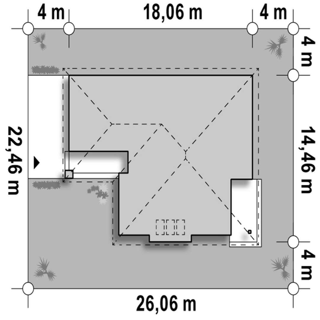 Plan amplasament Casă parter 125 mp utili, 3 dormitoare, o baie