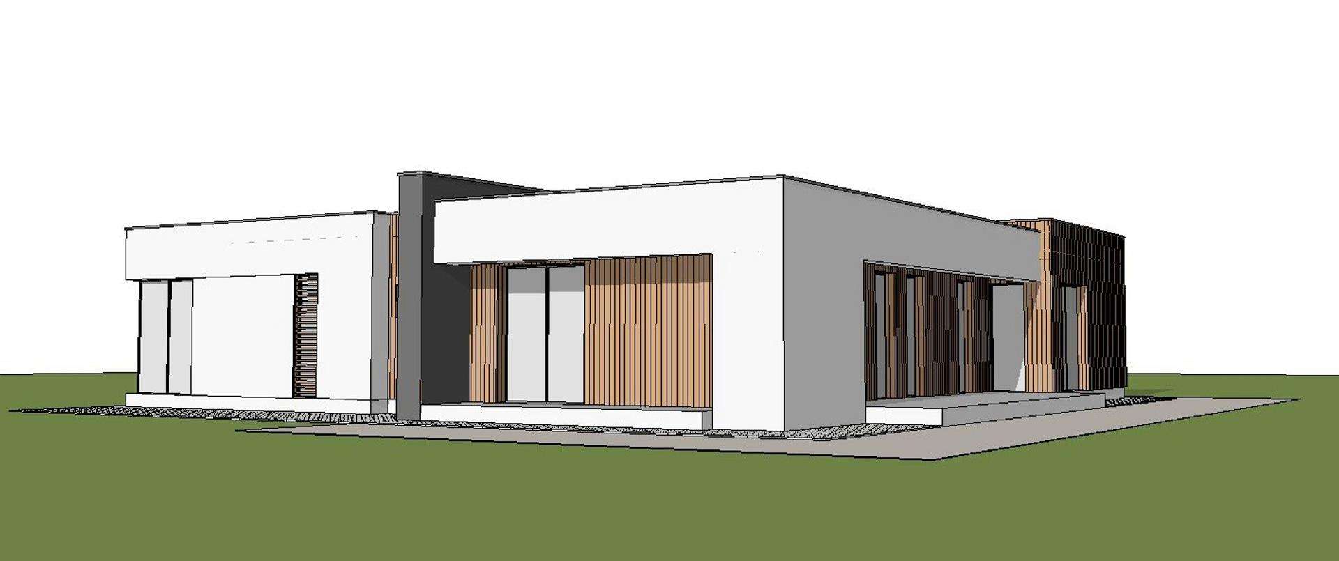 Fatada Casă parter 140 mp utili, 3 dormitoare, 3 băi