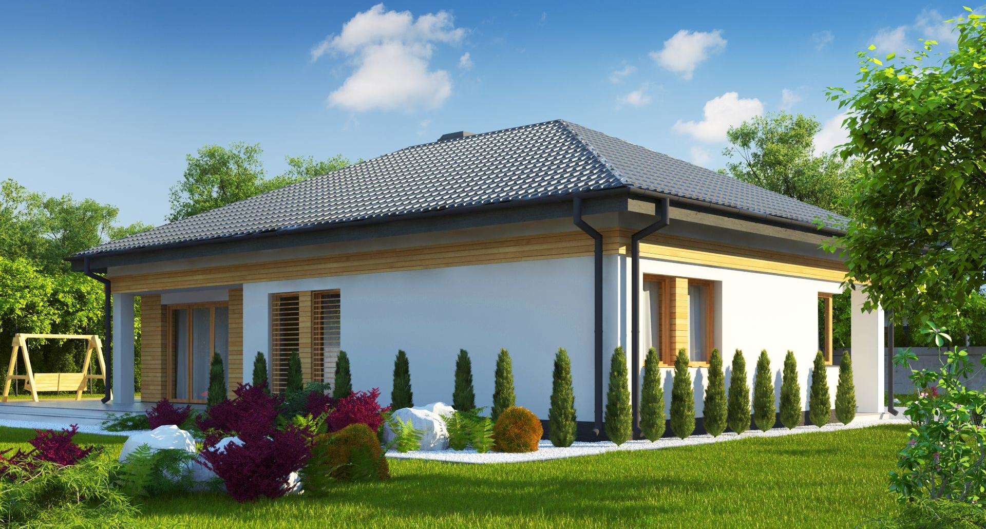 Fatada Casă parter 104 mp utili, 3 dormitoare, 2 băi