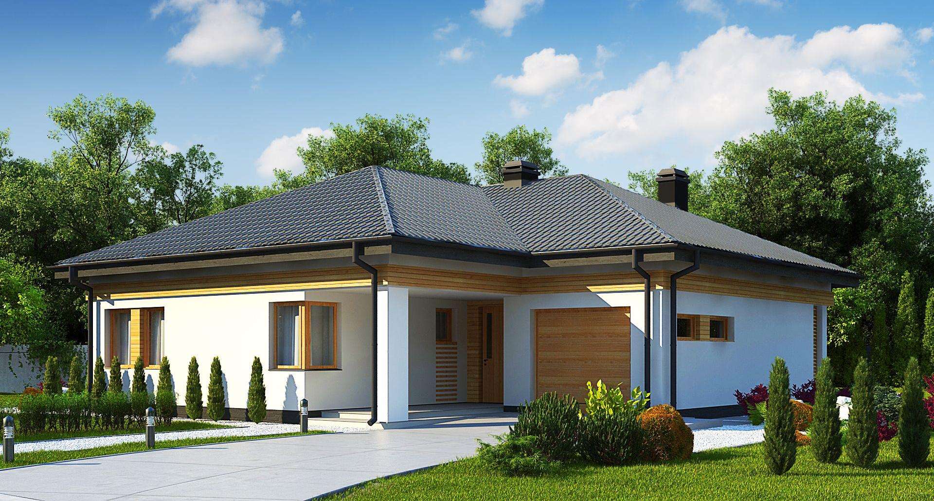 Fatada Casă parter 104 mp utili, 3 dormitoare, 2 băi