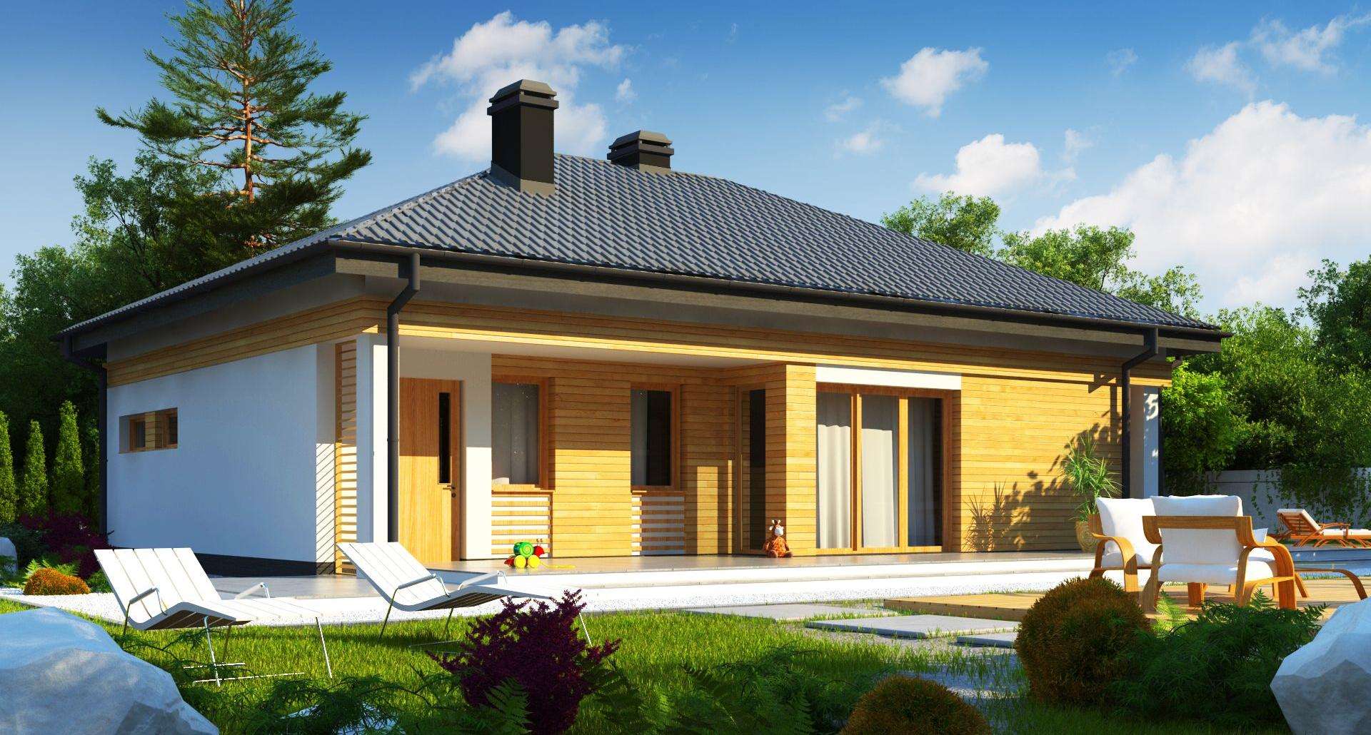 Fatada Casă parter 104 mp utili, 3 dormitoare, 2 băi
