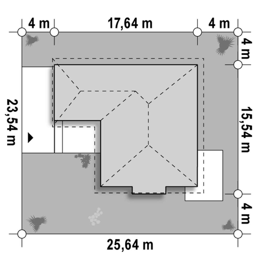 Plan amplasament Casă parter 125 mp utili, 3 dormitoare, o baie