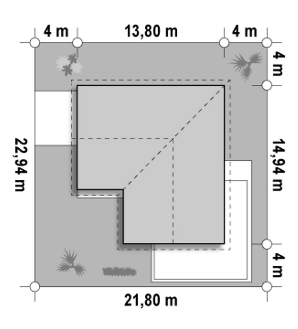 Plan amplasament Casă parter 119 mp utili, 3 dormitoare, o baie