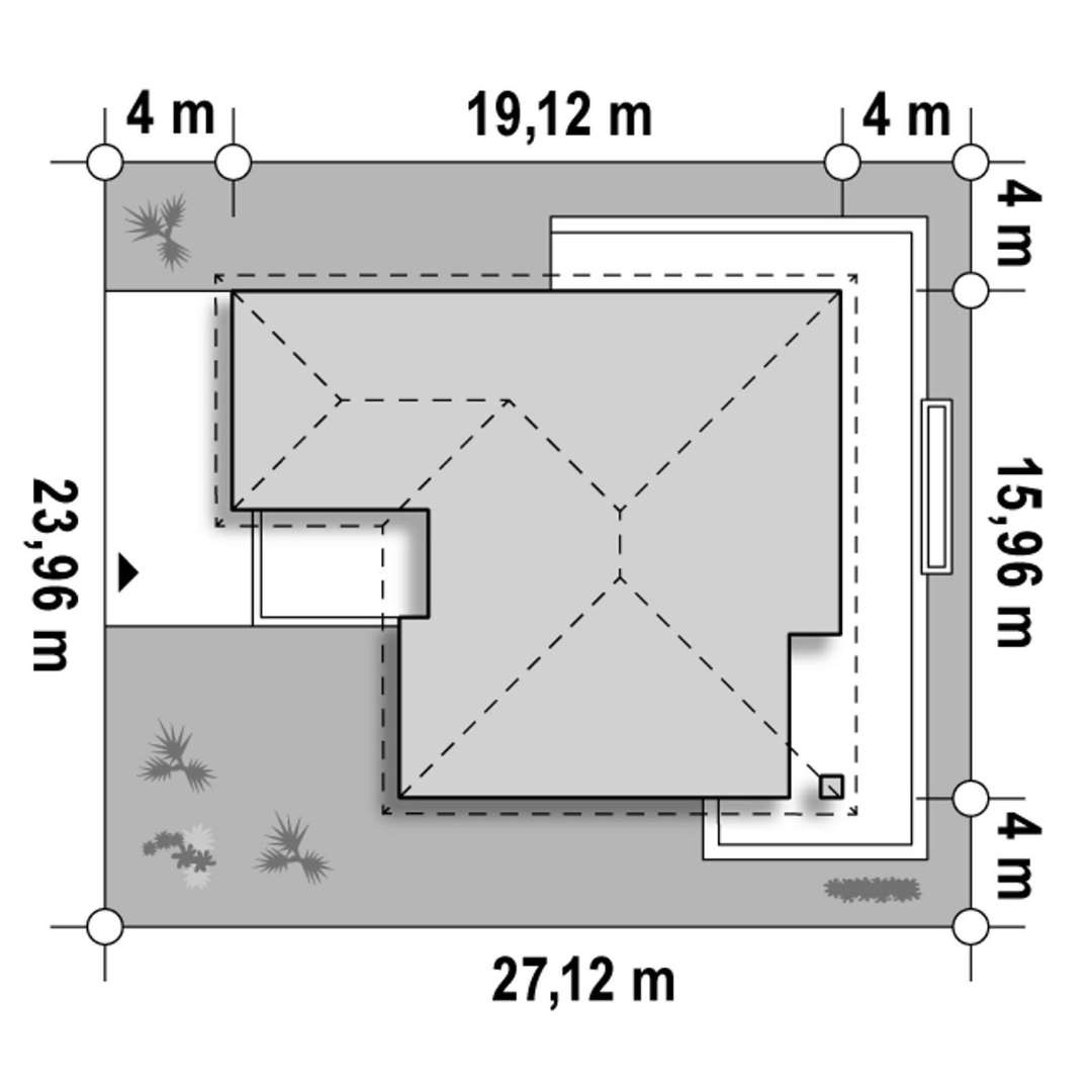 Plan amplasament Casă parter 156 mp utili, 4 dormitoare, 2 băi
