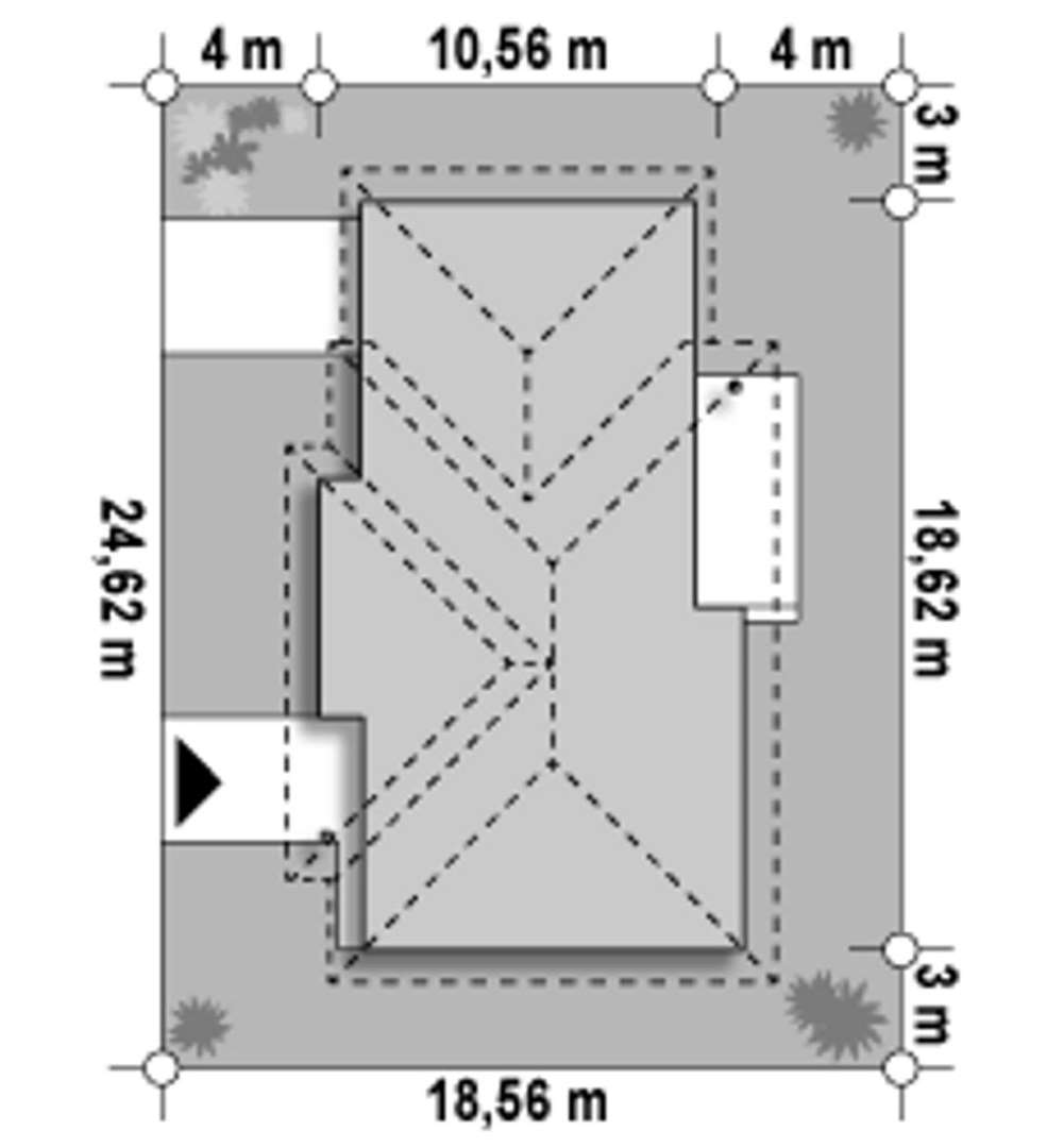 Plan amplasament Casă parter 142 mp utili, 3 dormitoare, o baie