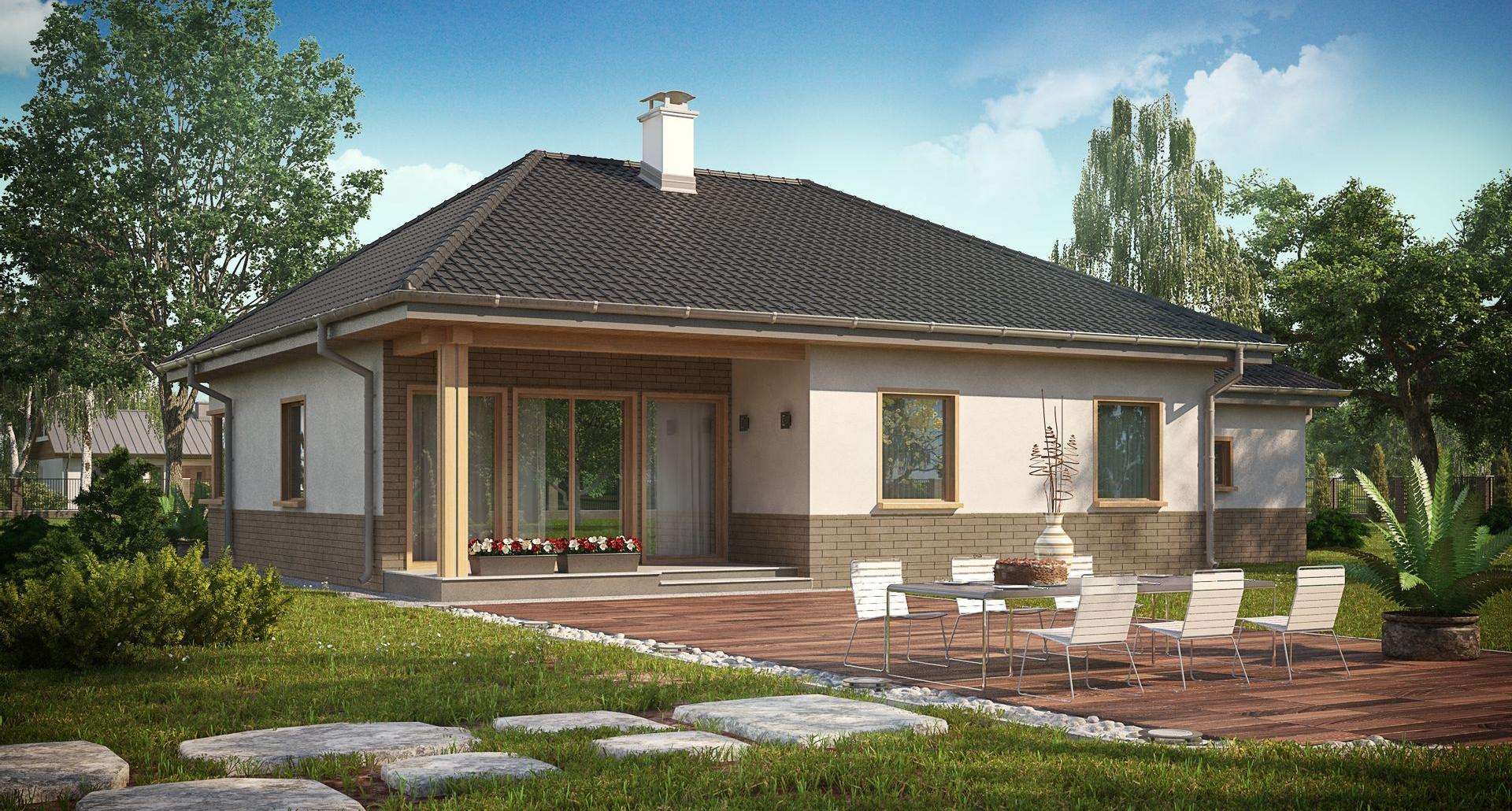 Fatada Casă parter 105 mp utili, 3 dormitoare, o baie