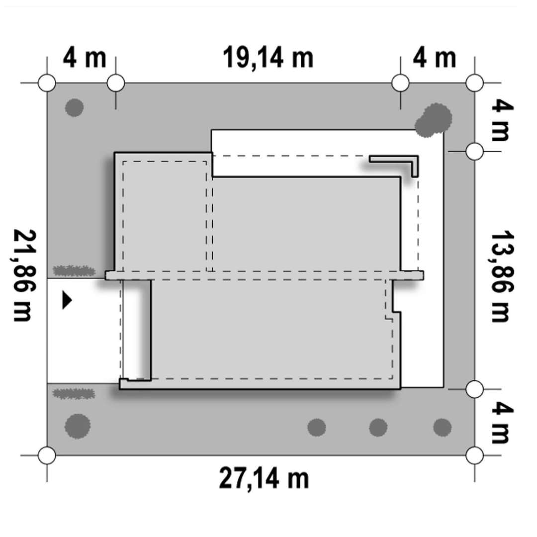Plan amplasament Casă parter 132 mp utili, 3 dormitoare, 2 băi