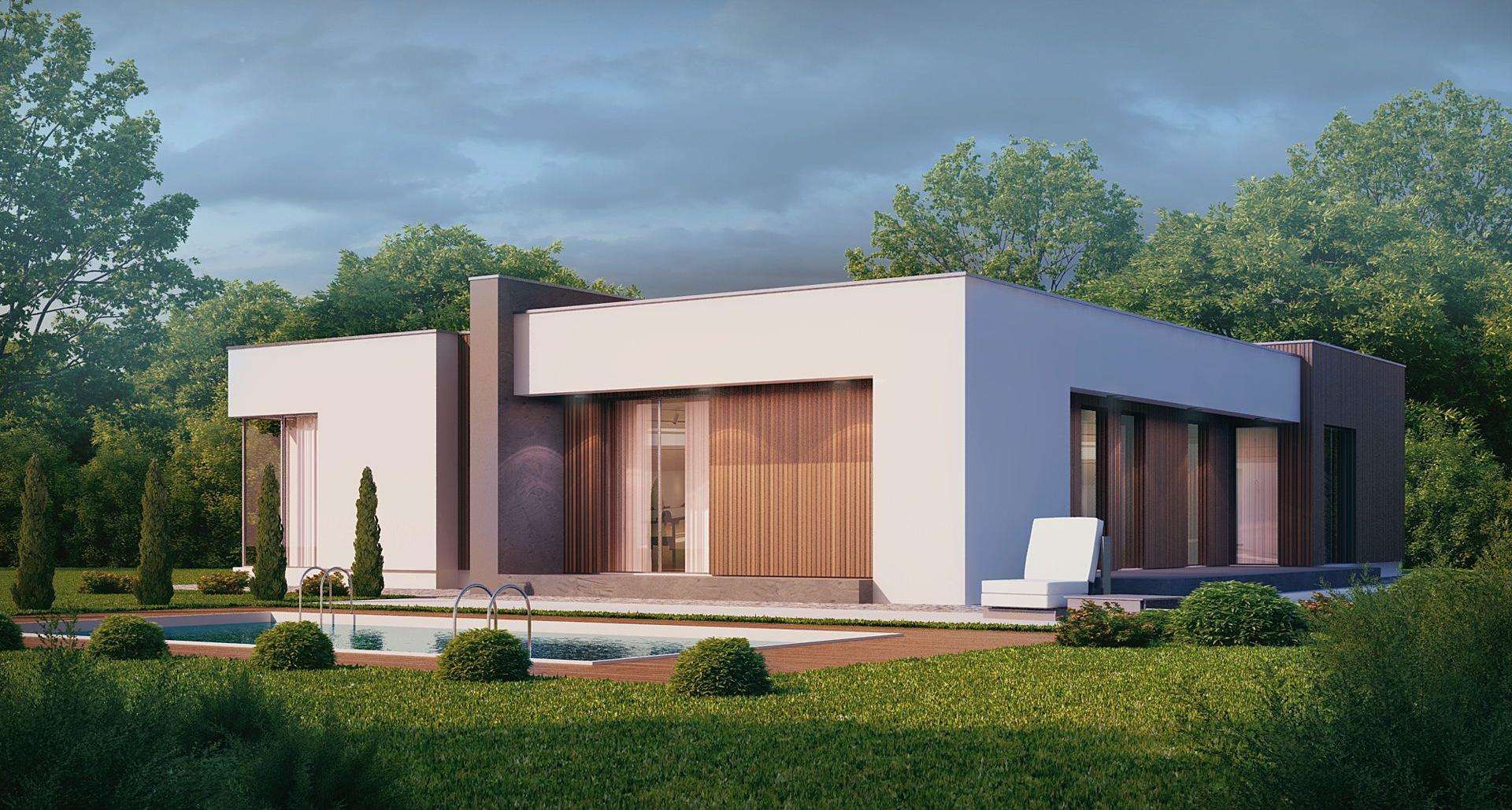 Fatada Casă parter 132 mp utili, 3 dormitoare, 2 băi