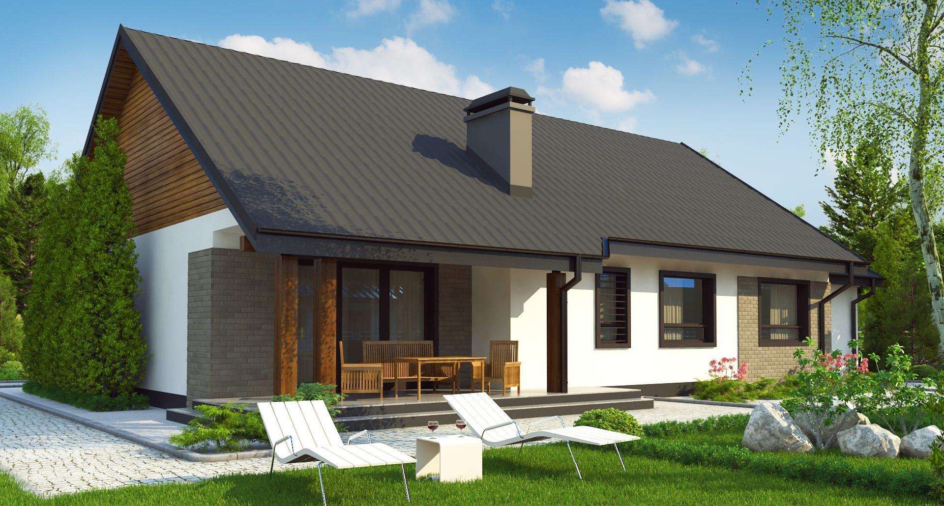 Fatada Casă parter 108 mp utili, 3 dormitoare, o baie