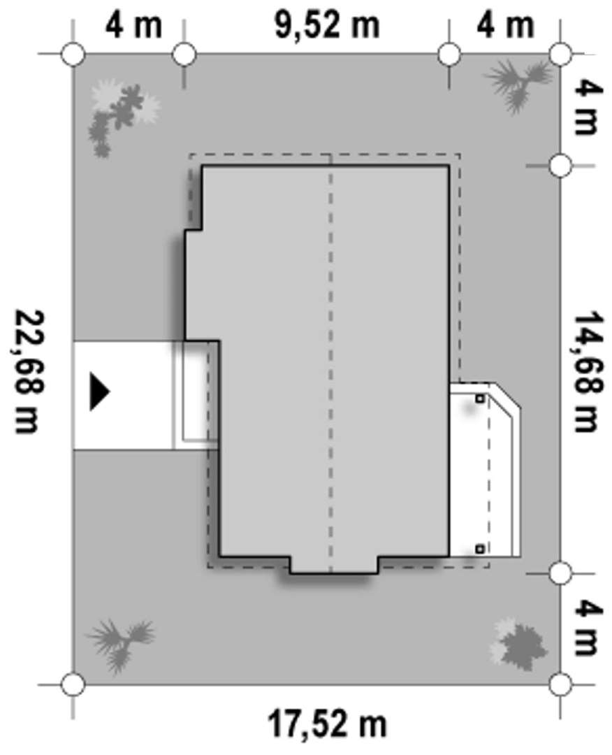 Plan amplasament Casă parter 97 mp utili, 3 dormitoare, o baie