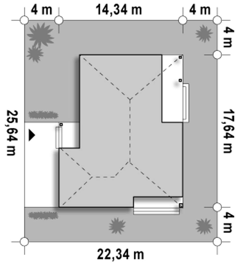 Plan amplasament Casă parter 132 mp utili, 3 dormitoare, o baie